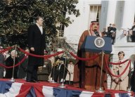 King Fahd and President Ronald Reagan at the White House in February 1985.